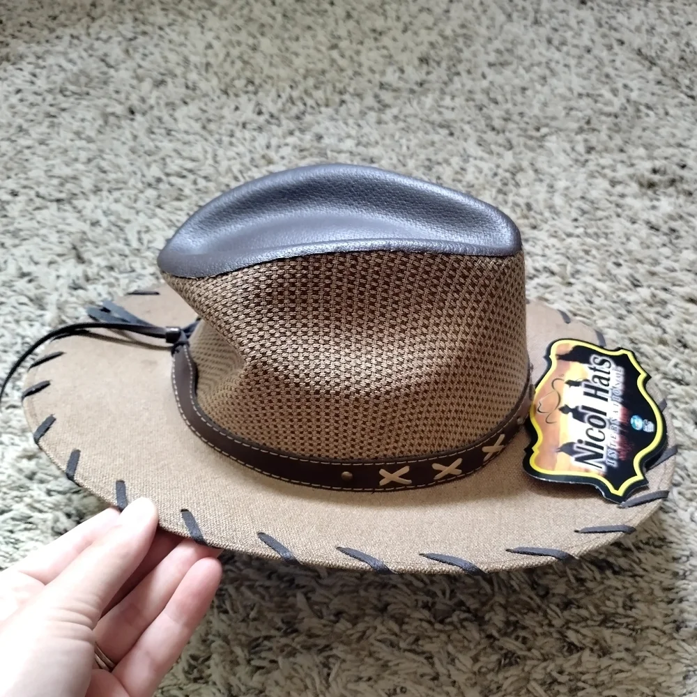 NWT Nicol Hats Mexico Theme Straw International Cowboy Western Hat sz M
